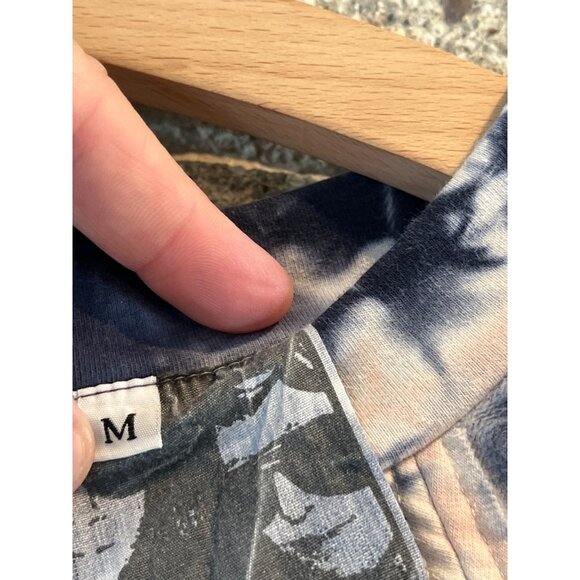 Tie-Dye Long-Sleeve Crewneck Top In Peach & Navy Velvet Blend - Picture 8 of 12